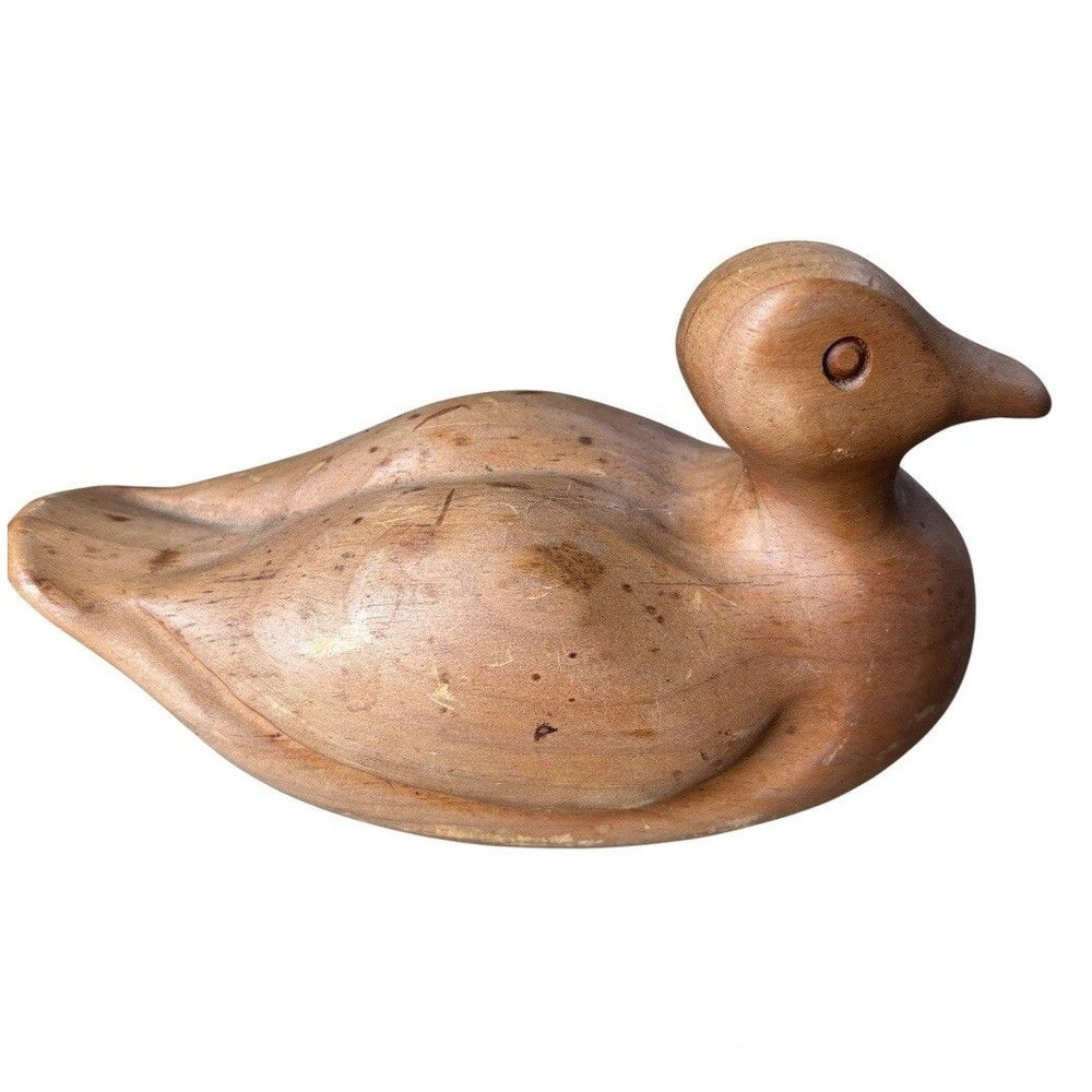 Vintage Hand-carved Wooden Duck Decoy Figurine rustic cottagecore folk